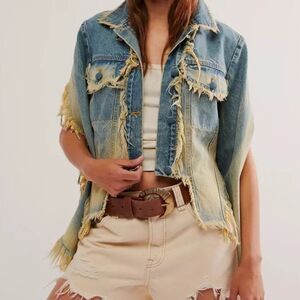 Free People x Ksenia Schnaider Cropped Monster Denim Jacket NWOT